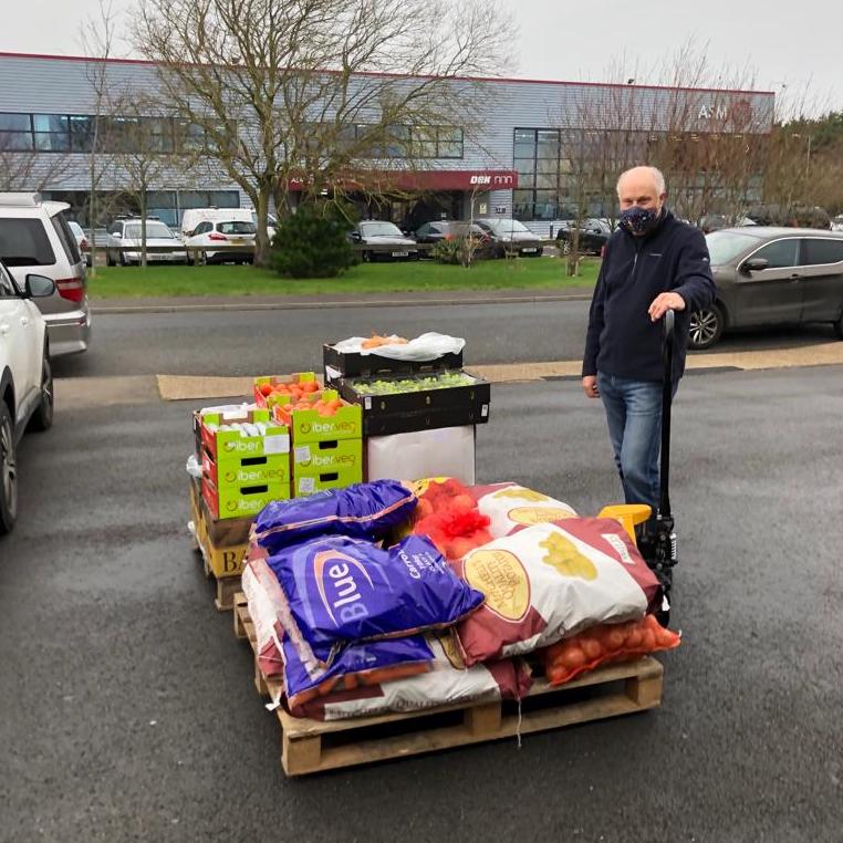 Andy W With Fish 'n' Fritz Foodbank donation